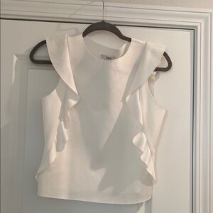 Bar III Elegant White Ruffle Sleeveless Top